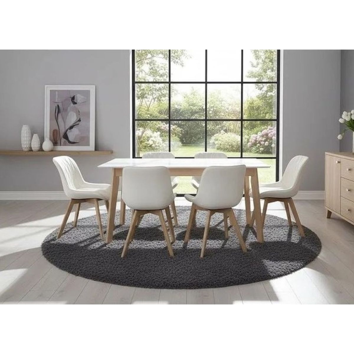 Juego De Mesa Tapa Blanca Barulich 160x80+6sillas